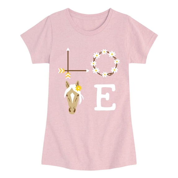 Instant Message - Love Horse Head - Youth Girls Fitted Short Sleeve T-Shirt