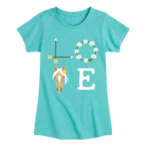 Instant Message - Love Horse Head - Youth Girls Fitted Short Sleeve T-Shirt