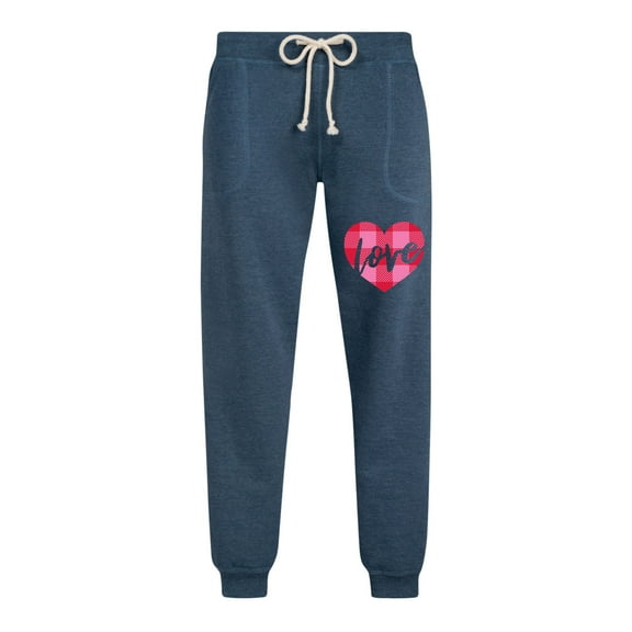 Instant Message - Love Plaid Heart - Ladies Jogger Pant