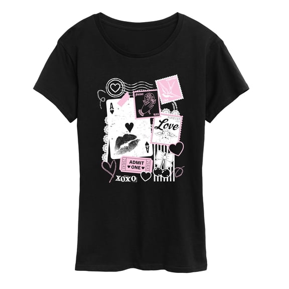 Instant Message - Love Scrap Collage Women's Short Sleeve Graphic T-Shirt