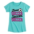 thumbnail image 1 of Instant Message - Love Soccer - Youth Girls Fitted Short Sleeve T-Shirt, 1 of 5