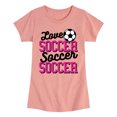 thumbnail image 1 of Instant Message - Love Soccer - Youth Girls Fitted Short Sleeve T-Shirt, 1 of 5