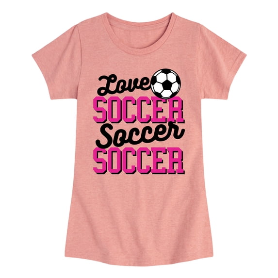 Instant Message - Love Soccer - Youth Girls Fitted Short Sleeve T-Shirt