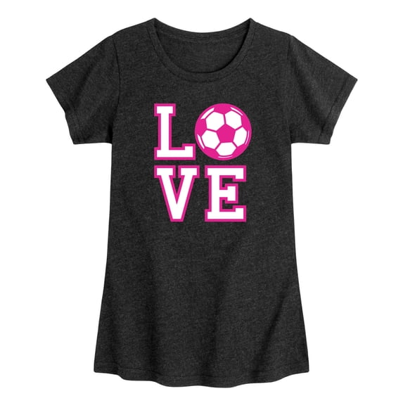 Instant Message - Love Soccer - Toddler Girls Fitted Short Sleeve T-Shirt