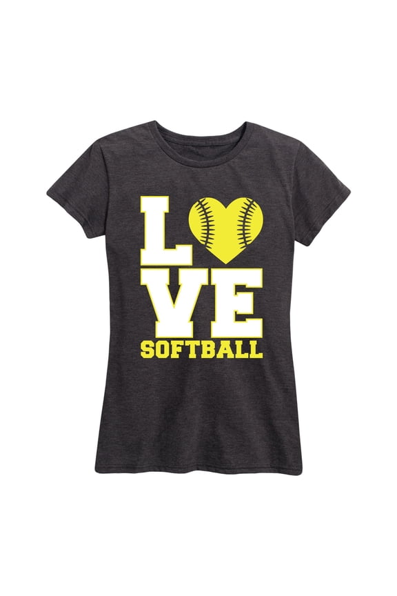 - Love Softball, Stacked - Women's Short Sleeve Graphic T-Shirt
