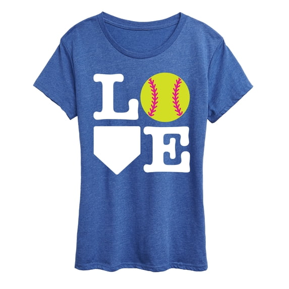 Instant Message - Love Softball - Women's Short Sleeve Graphic T-Shirt