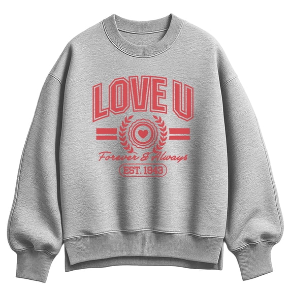 Instant Message - Love U Forever & Always Oversized Fleece Crew Sweatshirt