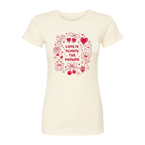 Instant Message - Love U Forever & Always is Always the Answer - Juniors Fitted Graphic T-Shirt