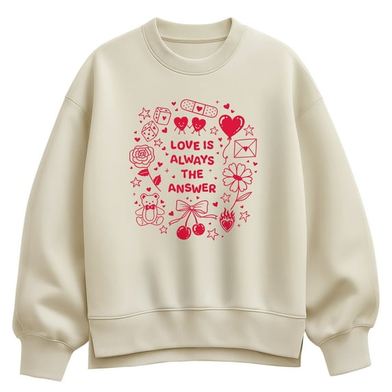 Instant Message - Love is Always the Answer Oversized Fleece Crew Sweatshirt