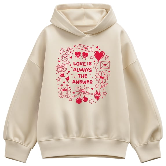 Instant Message - Love is Always the Answer - Women's Oversized Fleece Hoodie Sweatshirt