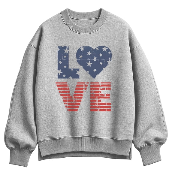 Instant Message - Love USA Oversized Fleece Crew Sweatshirt