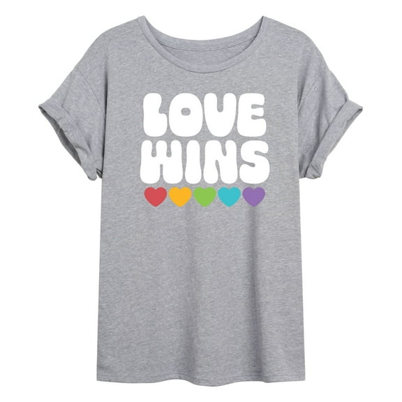 Instant Message - Love Wins Rainbow Hearts - Women's Oversized T-Shirt