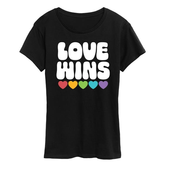 Instant Message - Love Wins Rainbow Hearts - Women's Short Sleeve Graphic T-Shirt