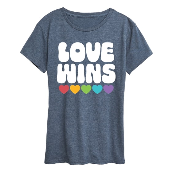 Instant Message - Love Wins Rainbow Hearts - Women's Short Sleeve Graphic T-Shirt