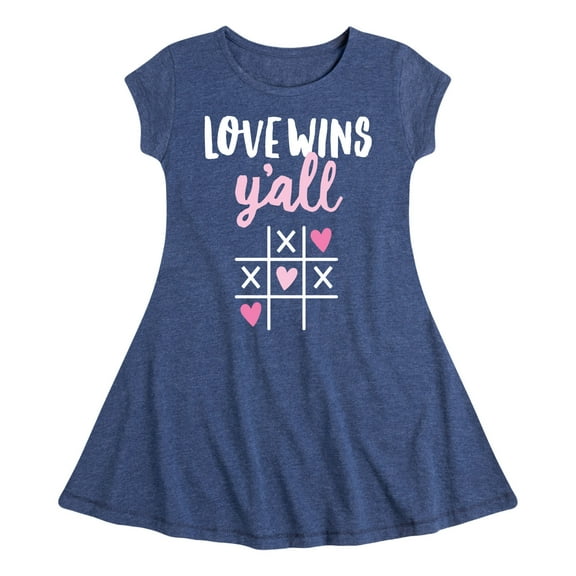 Instant Message - Love Wins Yall - Girls Fit And Flare Cap Sleeve Dress