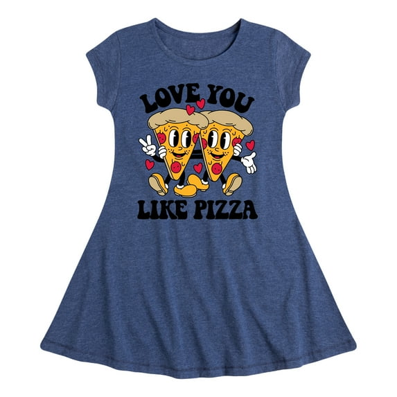 Instant Message - Valentine's Day Love You Like Pizza - Toddler & Youth Girls Fit & Flare Dress