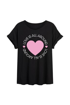 - Love is All Around Oversized Graphic T-Shirt