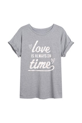 - Love is Always on Time Oversized Graphic T-Shirt