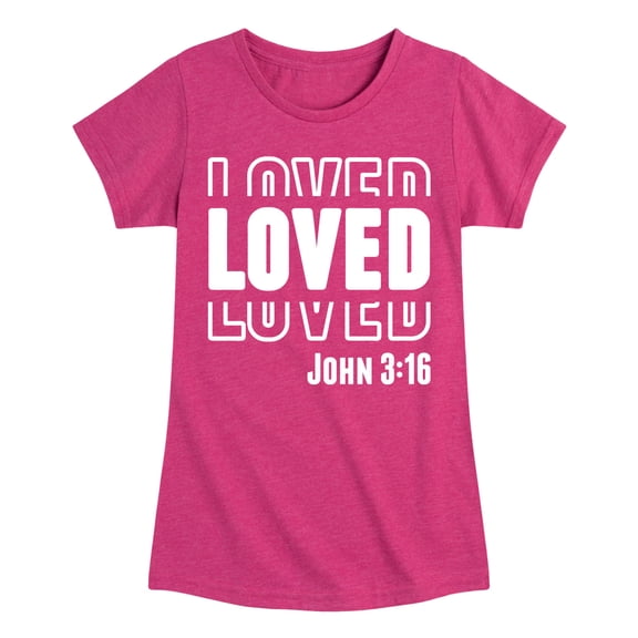 Instant Message - Loved John 3 16 - Toddler & Youth Girls Short Sleeve Graphic T-Shirt