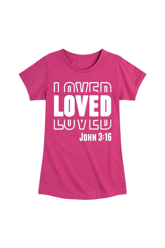 - Loved John 3 16 Fitted Short Sleeve Graphic T-Shirt