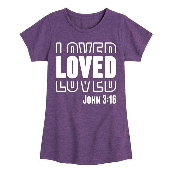 Instant Message - Loved John 3 16 - Toddler & Youth Girls Short Sleeve Graphic T-Shirt