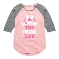 thumbnail image 1 of Instant Message - Lovin The Farm Life - Toddler And Youth Girls Raglan Graphic T-Shirt, 1 of 6
