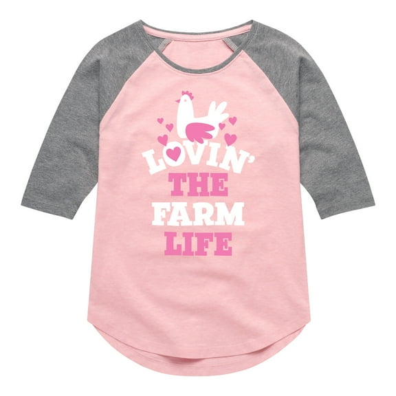 Instant Message - Lovin The Farm Life - Toddler And Youth Girls Raglan Graphic T-Shirt