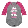 thumbnail image 1 of Instant Message - Lovin The Farm Life - Toddler And Youth Girls Raglan Graphic T-Shirt, 1 of 6