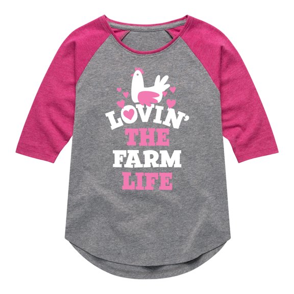 Instant Message - Lovin The Farm Life - Toddler And Youth Girls Raglan Graphic T-Shirt
