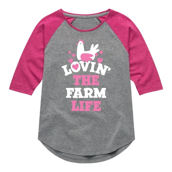 Instant Message - Lovin The Farm Life - Toddler And Youth Girls Raglan Graphic T-Shirt