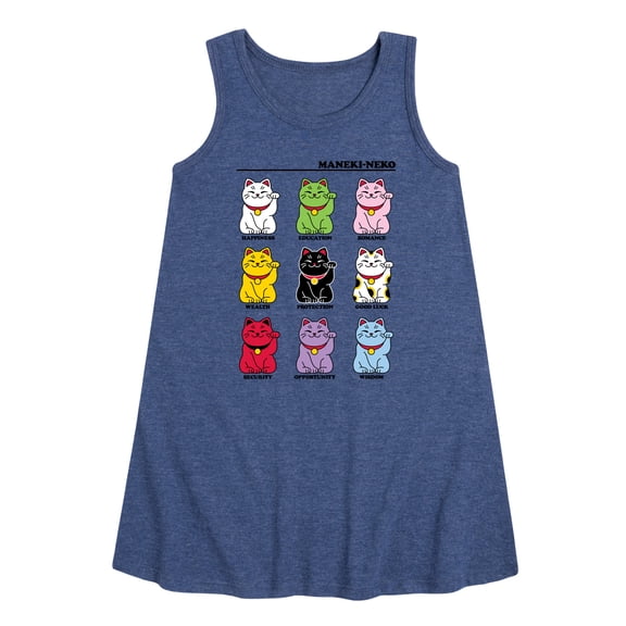 Instant Message - Lucky Cat - Toddler & Youth Girls A-line Dress