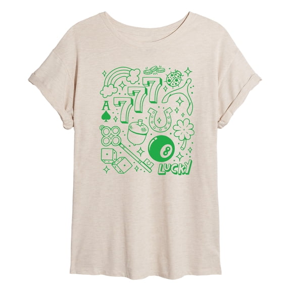 Instant Message - Lucky Cluster - Juniors Oversized Graphic T-Shirt