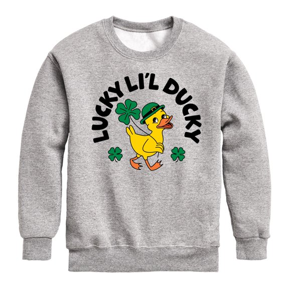 Instant Message - St. Patrick's Day Lucky Lil Ducky - Toddler & Youth Crewneck Fleece Sweatshirt