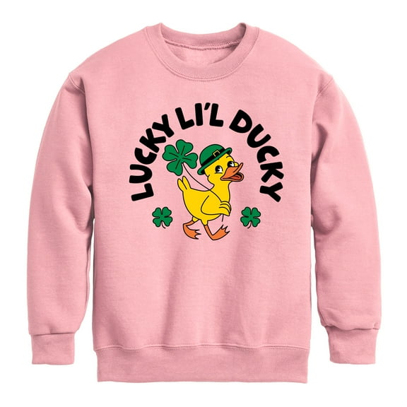 Instant Message - St. Patrick's Day Lucky Lil Ducky - Toddler & Youth Crewneck Fleece Sweatshirt