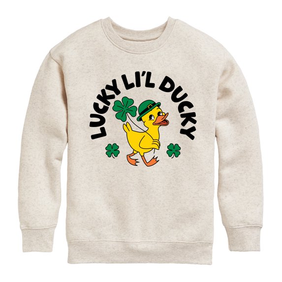 Instant Message - St. Patrick's Day Lucky Lil Ducky - Toddler & Youth Crewneck Fleece Sweatshirt