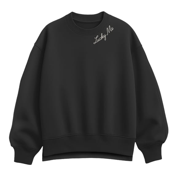 Instant Message - Lucky Me Women's Oversized Fleece Crew Sweatshirt