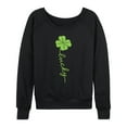 thumbnail image 1 of Instant Message - Lucky Script Four Leaf Clover - Ladies French Terry Long Sleeve Shirt, 1 of 5