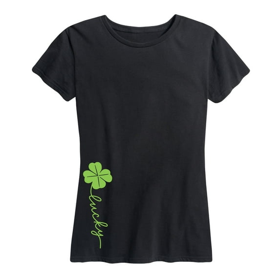 Instant Message - Lucky Script Four Leaf Clover - Women's Short Sleeve Graphic T-Shirt