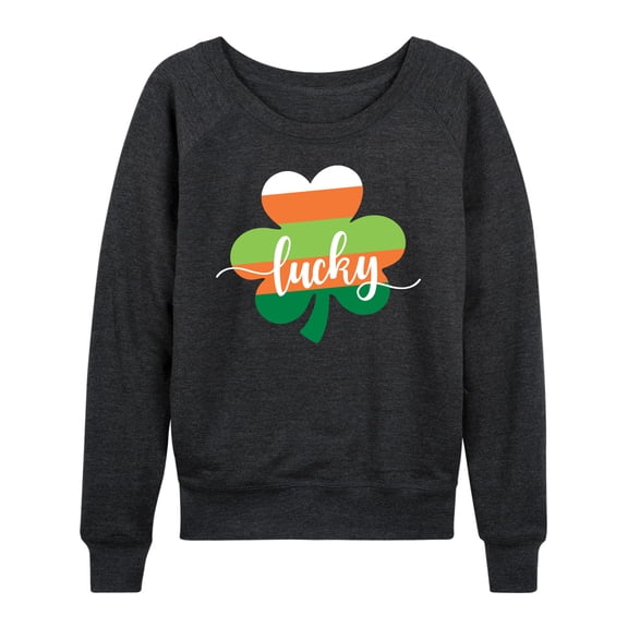 Instant Message - Lucky Striped Shamrock - Women's Lightweight French Terry Long Sleeve Shirt