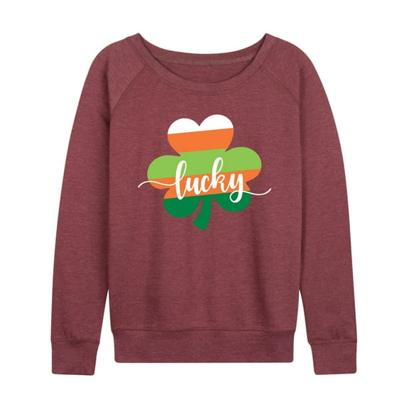 Instant Message - Lucky Striped Shamrock - Women's Lightweight French Terry Long Sleeve Shirt