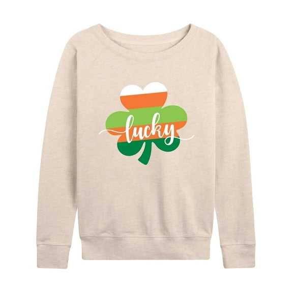 Instant Message - Lucky Striped Shamrock - Women's Lightweight French Terry Long Sleeve Shirt