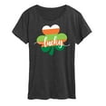 thumbnail image 1 of Instant Message - Lucky Striped Shamrock - Women's Short Sleeve Graphic T-Shirt, 1 of 6