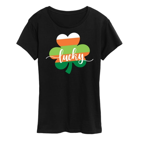 Instant Message - Lucky Striped Shamrock - Women's Short Sleeve Graphic T-Shirt
