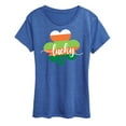 thumbnail image 1 of Instant Message - Lucky Striped Shamrock - Women's Short Sleeve Graphic T-Shirt, 1 of 6