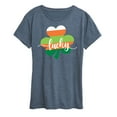 thumbnail image 1 of Instant Message - Lucky Striped Shamrock - Women's Short Sleeve Graphic T-Shirt, 1 of 6