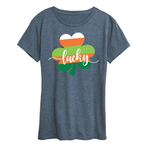 Instant Message - Lucky Striped Shamrock - Women's Short Sleeve Graphic T-Shirt