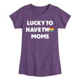 thumbnail image 1 of Instant Message - Lucky Two Moms - Girls Fitted Short Sleeve Tee, 1 of 6