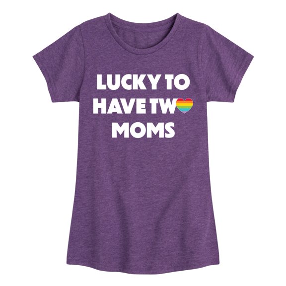 Instant Message - Lucky Two Moms - Girls Fitted Short Sleeve Tee