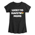 thumbnail image 1 of Instant Message - Lucky Two Moms - Girls Fitted Short Sleeve Tee, 1 of 6