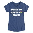 thumbnail image 1 of Instant Message - Lucky Two Moms - Girls Fitted Short Sleeve Tee, 1 of 6